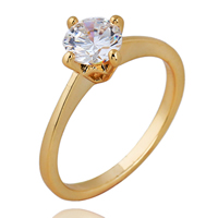 Gets® Finger Ring, Brass, 18K gold plated, with cubic zirconia, nickel, lead & cadmium free, 6mm, US Ring Size:7, Sold By PC