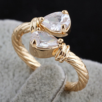 Gets® Finger Ring Brass 18K gold plated with cubic zirconia nickel lead & cadmium free 11mm US Ring Sold By PC