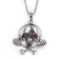 Gets® Jewelry Necklace, Tibetan Style, with iron chain, Skull, antique bronze color plated, lantern chain & with rhinestone, nickel, lead & cadmium free, 40x73mm, Sold Per Approx 27.5 Inch Strand