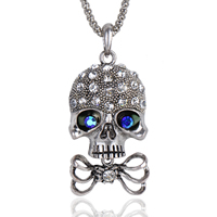 Gets® Jewelry Necklace Zinc Alloy with iron chain Skull antique bronze color plated lantern chain & with rhinestone nickel lead & cadmium free Sold Per Approx 27.5 Inch Strand
