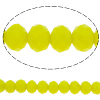 Perles de cristal rondelle, facettes, jaune citrine, 8x6mm, Trou:Environ 1mm, Longueur:Environ 17 pouce, 10Strandstoron/sac, Environ 70PC/brin, Vendu par sac