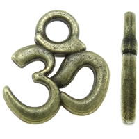 Tibetan Style Alphabet and number Pendants, OM Symbol, antique bronze color plated, nickel, lead & cadmium free, 9x11x1.50mm, Hole:Approx 2mm, Approx 3330PCs/KG, Sold By KG