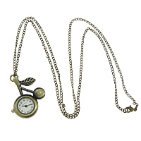 Mode Halskette Uhr, Zinklegierung, antike Bronzefarbe plattiert, Twist oval, frei von Nickel, Blei & Kadmium, 35x41x7mm, 4x2.2x1.5mm, Länge ca. 31 ZollInch, 10PCs/Menge, verkauft von Menge