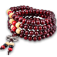 108 Mala Beads Wood with Nylon Cord & Copper Coated Plastic  purple 6mm Length 20-25 Inch  Sold By Lot