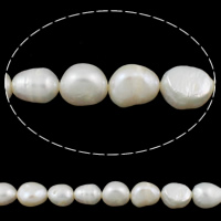 Barock kultivierten Süßwassersee Perlen, Natürliche kultivierte Süßwasserperlen, natürlich, weiß, 8-9mm, Bohrung:ca. 0.8mm, verkauft per ca. 15 ZollInch Strang