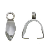 Stainless Steel Pinch Bail, 304 Stainless Steel, original color, 4x11.5x0.5mm, 0.8mm, Hole:Approx 2.5mm, 300PCs/Lot, Sold By Lot