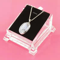 Organic Glass Necklace Display, with PU Leather & Velveteen, 80x90mm, 10PCs/Lot, Sold By Lot