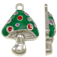 Zinc Alloy Enamel Pendants mushroom platinum color plated green nickel lead & cadmium free Approx 3mm Approx Sold By Lot