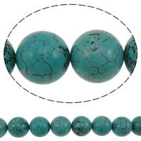 Χάντρες Turquoise, Φυσικό Τυρκουάζ, Γύρος, μπλε, 14mm, Τρύπα:Περίπου 1mm, Περίπου 29PCs/Strand, Sold Per Περίπου 15 inch Strand