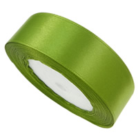 Satin Ribbon, apple green, 25mm, 10PCs/Lot, 22m/PC, Sold By Lot