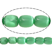 Perles de bijoux oeil de chat, rectangle, vert, 18x13mm, Trou:Environ 1.5mm, Longueur:Environ 16 pouce, 10Strandstoron/lot, Environ 22PC/brin, Vendu par lot