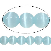 Perles de bijoux oeil de chat, Rond, bleu, 5mm, Trou:Environ 1mm, Longueur:Environ 16 pouce, 20Strandstoron/lot, Environ 93PC/brin, Vendu par lot