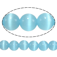 Cats Eye Jewelry Beads Round blue 5mm Approx 1mm Length Approx 16 Inch Approx Sold By Lot