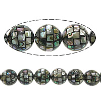 Abalone Shell Beads, Round, mosaic, 14mm, Hole:Approx 1mm, Approx 28PCs/Strand, Sold Per Approx 16 Inch Strand