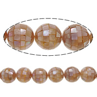 Natural Pink Shell Beads, Round, mosaic, 16mm, Hole:Approx 1mm, Approx 25PCs/Strand, Sold Per Approx 15.5 Inch Strand