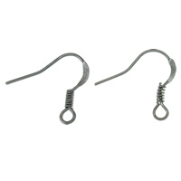 Iron Hook Earwire, plumbum black color plated, with loop, nickel, lead & cadmium free, 18x13x0.60mm, Hole:Approx 2mm, Approx 250PCs/Bag, Sold By Bag