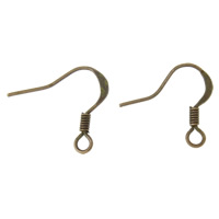 Iron Hook Earwire, antique copper color plated, with loop, nickel, lead & cadmium free, 18x13x0.60mm, Hole:Approx 2mm, Approx 5000/