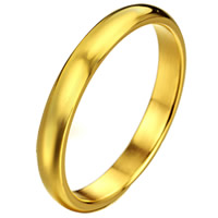 Anillo de dedo de acero inoxidable, chapado en color dorado, para mujer, 3mm, tamaño:8, Vendido por UD