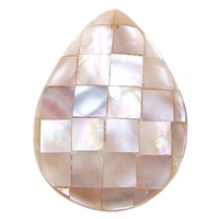 Natural Pink Shell Pendants, Teardrop, mosaic, 30.50x41x9mm, Hole:Approx 1.5mm, 10PCs/Lot, Sold By Lot