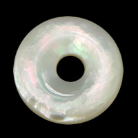 White Shell Pendel, Donut, 25x4mm, Hole:Ca. 6mm, 5pc'er/Lot, Solgt af Lot