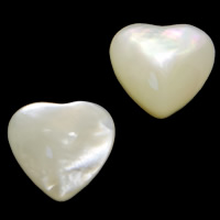 White Shell Cabochon, Srdce, rovný hřbet, 10x9x3.50mm, 50PC/Lot, Prodáno By Lot