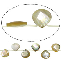 Natural Yellow Shell Beads, Teardrop, faceted, 18x18x4.50mm, Hole:Approx 1mm, Length:Approx 16 Inch, 5Strands/Lot, Approx 20PCs/Strand, Sold By Lot