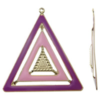 Fashion Iron Pendants, Triangle, gold color plated, enamel, multi-colored, nickel, lead & cadmium free, 59x68x3mm, Hole:Approx 2mm, 10PCs/Bag, Sold By Bag