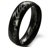 Titantium Steel Finger Ring, Stainless Steel, fekete ionos, lézer mintát & az ember, 6mm, Méret:11.5, Által értékesített PC