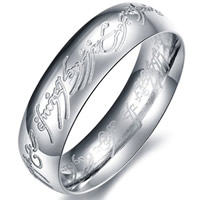 Titanium Steel Finger Ring, Stainless Steel, laser pattern & for man, original color, 6mm, US Ring Size:9, Sold By PC