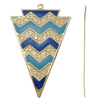 Fashion Iron Pendants, Triangle, gold color plated, enamel, nickel, lead & cadmium free, 50x75x1mm, Hole:Approx 3mm, 10PCs/Bag, Sold By Bag