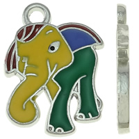 Zinc Alloy Animal Pendants Elephant platinum color plated enamel nickel lead & cadmium free Approx 3mm Sold By Bag