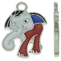 Zinc Alloy Animal Pendants Elephant platinum color plated enamel nickel lead & cadmium free Approx 3mm Sold By Bag