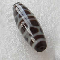 Natural Tibetan Agate Dzi Beads, Oval, two tone, Grade AAA, 11x38mm, Hole:Approx 2mm, Sold By PC