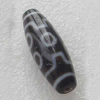 Natürliche Tibetan Achat Dzi Perlen, oval, sieben Augen & zweifarbig, Grad AAA, 12x38mm, Bohrung:ca. 2mm, verkauft von PC