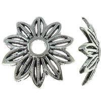 Tibetan Style Bead Cap, Flower, antique silver color plated, nickel, lead & cadmium free, 12x3mm, Hole:Approx 2mm, Approx 3330PCs/KG, Sold By KG