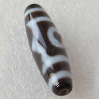 Natural Tibetan Agate Dzi Beads, Oval, three-eyed, Grade AAA, 11x37mm, Hole:Approx 2mm, Sold By PC