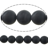 Natürliche schwarze Achat Perlen, Schwarzer Achat, rund, satiniert, Klasse AB, 4mm, Bohrung:ca. 0.8-1mm, Länge ca. 15 ZollInch, 20SträngeStrang/Menge, ca. 95PCs/Strang, verkauft von Menge