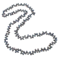 Natural Freshwater Pearl Necklace, Potato, 2-strand, dark purple, 7-8mm, Sold Per Approx 34 Inch Strand