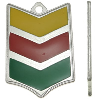 Tibetan Style Tool Pendants, Shield, platinum color plated, enamel, nickel, lead & cadmium free, 27x40x2mm, Hole:Approx 2mm, 25PCs/Bag, Sold By Bag