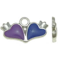 Tibetan Style Heart Pendants, platinum color plated, enamel, nickel, lead & cadmium free, 18x10x2mm, Hole:Approx 2mm, 25PCs/Bag, Sold By Bag