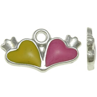 Tibetan Style Heart Pendants, platinum color plated, enamel, nickel, lead & cadmium free, 18x10x2mm, Hole:Approx 2mm, 25PCs/Bag, Sold By Bag