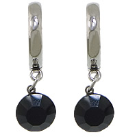 Huggie Hoop Drop Earring, 316L Stainless Steel, with Czech rhinestone, 25mm, 7x9mm, Sold By Pair