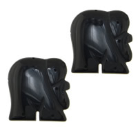 Natural Black Obsidian Pendants, Elephant, 24x25x4mm, 5PCs/Lot, Sold By Lot