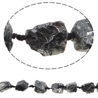 Natürliche Beschichtung Quarz Perlen, Natürlicher Quarz, Klumpen, Platinfarbe platiniert, schwarz, 14-30mm, Bohrung:ca. 2.5mm, Länge ca. 15.7 ZollInch, 5SträngeStrang/Menge, ca. 16PCs/Strang, verkauft von Menge