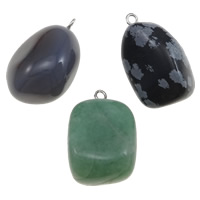 Gemstone Hängen Smycken, Ädelsten, med Mässing, blandad, 22-31mm, Hål:Ca 2.5mm, 20PC/Bag, Säljs av Bag