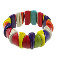 Mode Türkis Armbänder, Synthetische Türkis, mit elastischer Faden, farbenfroh, 9x27.5x12mm, 10x24x8mm, Länge:ca. 8 ZollInch, 30SträngeStrang/Menge, verkauft von Menge
