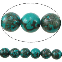 Natural White Turquoise Bead, Rund, turkosblå, 7.50mm, Hål:Ca 1mm, Längd Ca 16 inch, 10Strands/Lot, Ca 55PC/Strand, Säljs av Lot
