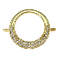 Cubic Zirconia Micro Pave Brass Connector, Donut, gold color plated, micro pave cubic zirconia & 1/1 loop, nickel, lead & cadmium free, 25.50x20x2.50mm, Hole:Approx 1.5mm, 20PCs/Lot, Sold By Lot