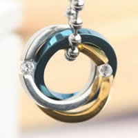 316L Stainless Steel Pendant, Donut, plated, with rhinestone, multi-colored, 2.5mm,2mm, Inner Diameter:Approx 15mm, 2PCs/Lot, Sold By Lot