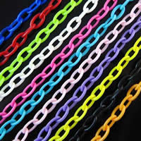 Acrylic Chain, oval chain, mixed colors, 8x13mm, Length:42 cm, 100Strands/Lot, 0.42m/Strand, Sold By Lot